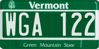 VT license plate WGA122