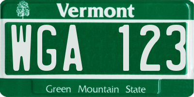 VT license plate WGA123