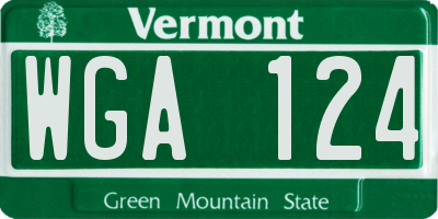 VT license plate WGA124