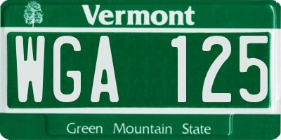 VT license plate WGA125