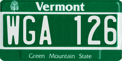 VT license plate WGA126