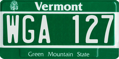 VT license plate WGA127