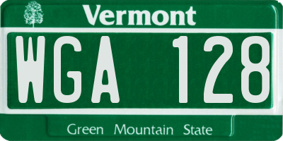 VT license plate WGA128