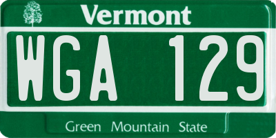 VT license plate WGA129