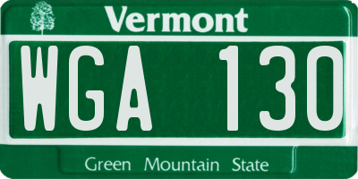VT license plate WGA130