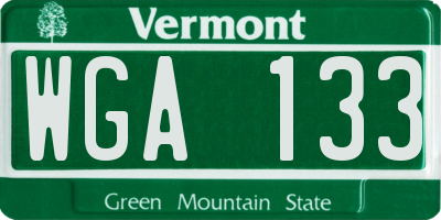 VT license plate WGA133