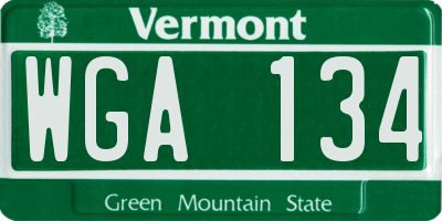 VT license plate WGA134