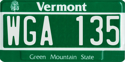 VT license plate WGA135