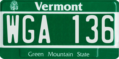 VT license plate WGA136