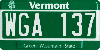VT license plate WGA137