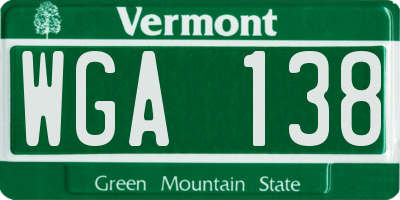 VT license plate WGA138
