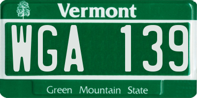 VT license plate WGA139