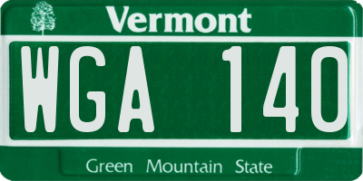 VT license plate WGA140