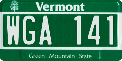 VT license plate WGA141