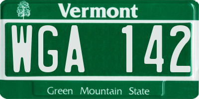 VT license plate WGA142