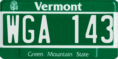 VT license plate WGA143