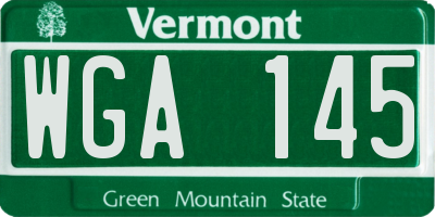 VT license plate WGA145