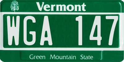 VT license plate WGA147