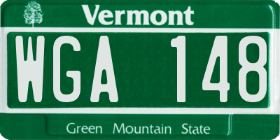 VT license plate WGA148