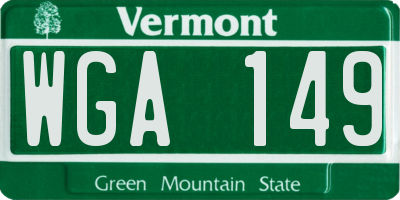 VT license plate WGA149