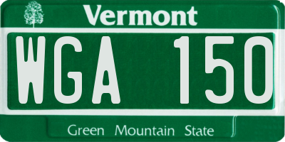 VT license plate WGA150