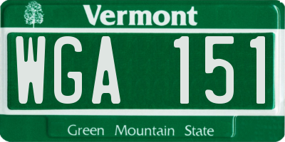 VT license plate WGA151