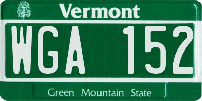 VT license plate WGA152