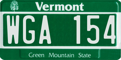VT license plate WGA154