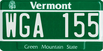VT license plate WGA155