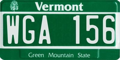 VT license plate WGA156