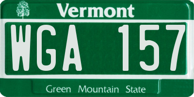 VT license plate WGA157