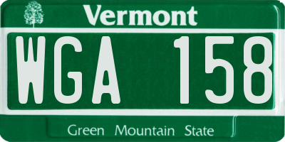 VT license plate WGA158