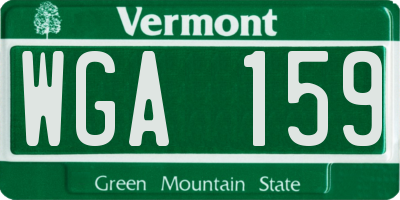 VT license plate WGA159