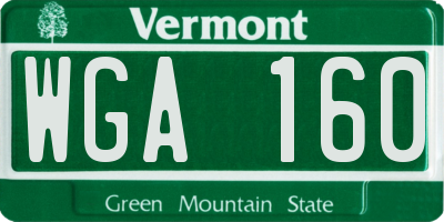 VT license plate WGA160