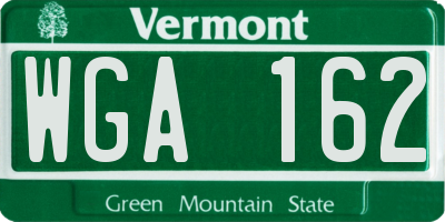 VT license plate WGA162