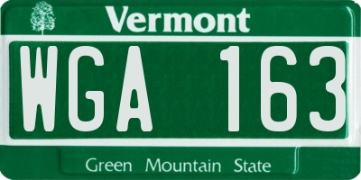 VT license plate WGA163