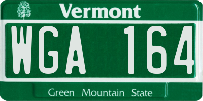 VT license plate WGA164