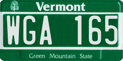 VT license plate WGA165
