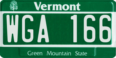 VT license plate WGA166