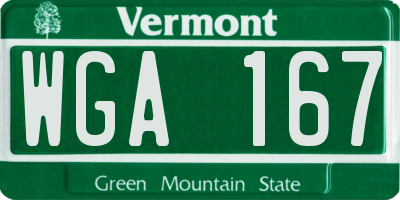 VT license plate WGA167