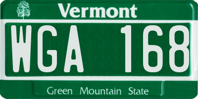 VT license plate WGA168