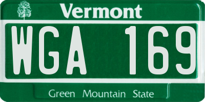 VT license plate WGA169