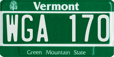 VT license plate WGA170