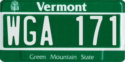 VT license plate WGA171