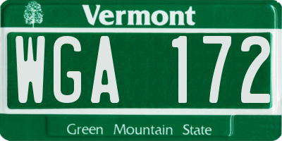 VT license plate WGA172