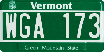 VT license plate WGA173