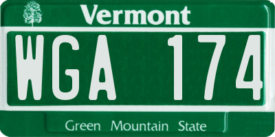 VT license plate WGA174