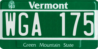 VT license plate WGA175