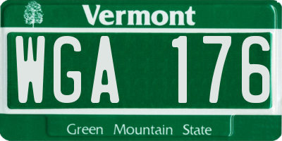 VT license plate WGA176