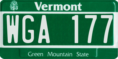 VT license plate WGA177